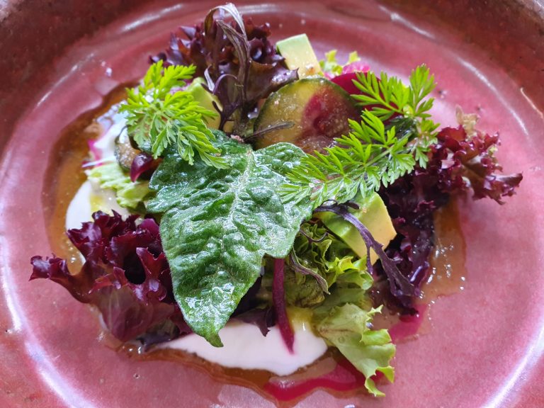 Casa Romántica (Gran Canaria), la cocina Km0 multicolor de los Lugo Ensalada del huerto. Casa Romántica. Agaete. Gran Canaria (Islas Canarias). Foto: Xavier Agulló.